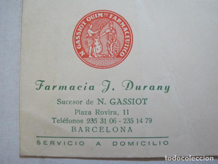 Otros art&iacute;culos de coleccionismo en papel: FARMACIA J.DURANY-BARCELONA-SOBRE PUBLICIDAD-VER FOTOS-(75.326)