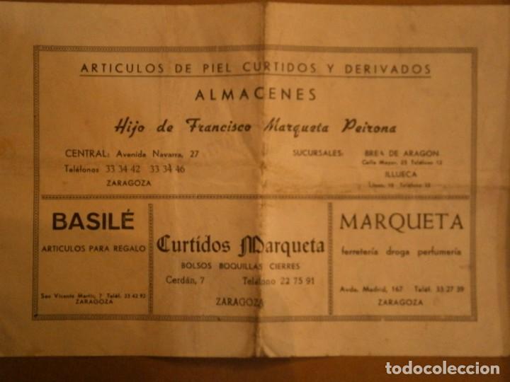 Collectionnisme Papier divers: ARTICULOS DE PIEL, CURTIDOS Y DERIVADOS. ALMACENES. CURTIDOS MARQUETA. (ZARAGOZA)