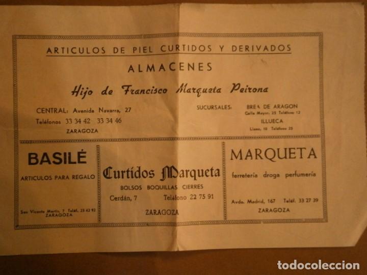 Collectionnisme Papier divers: ARTICULOS DE PIEL, CURTIDOS Y DERIVADOS. ALMACENES. CURTIDOS MARQUETA. (ZARAGOZA)