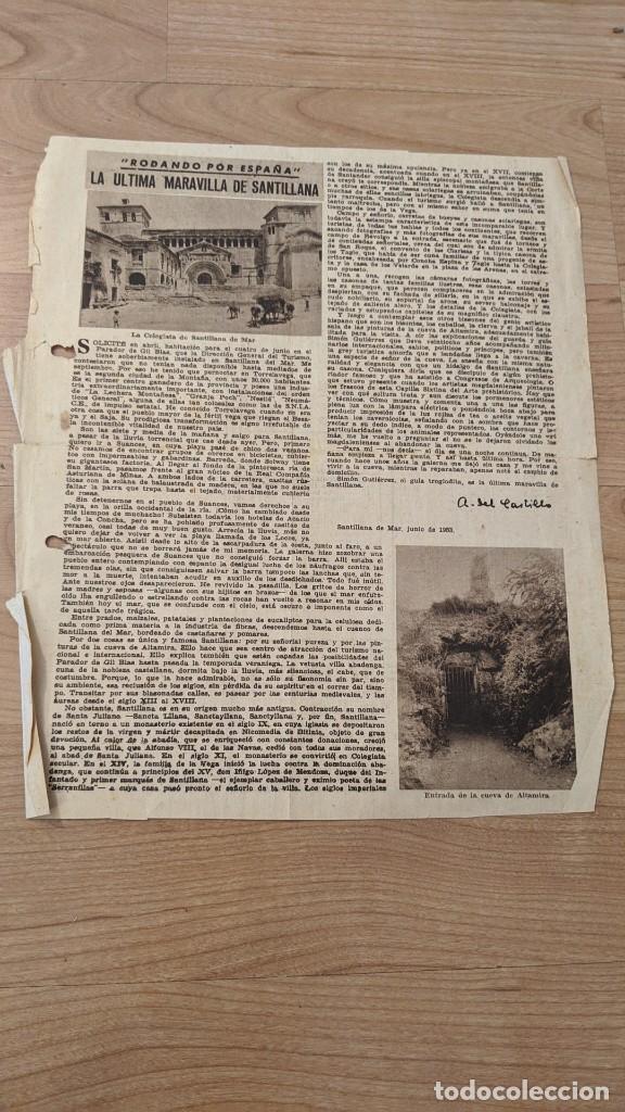 Collectionnisme Papier divers: ANTIGUO ART&Iacute;CULO DE PRENSA &laquo;LA &Uacute;LTIMA MARAVILLA DE SANTILLANA&raquo; (1 P&Aacute;G.) DIARIO DE BARCELONA 1953