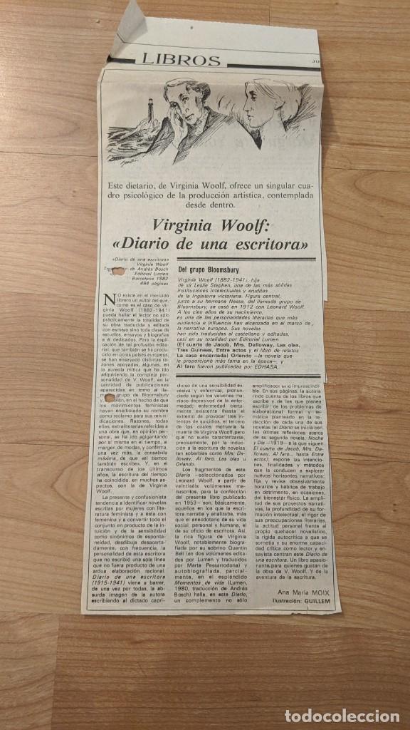 Collectionnisme Papier divers: ANTIGUO ART&Iacute;CULO DE PRENSA &laquo;VIRGINIA WOLF&raquo;