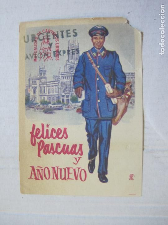 Outros artigos de papel: EL CARTERO-SELLO TAMPON URGENTES AVION EXPRES-FELICITACION ANTIGUA DE NAVIDAD-VER FOTOS-(75.504)