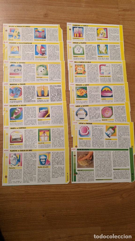 Outros artigos de papel: ANTIGUO LOTE 13 FICHAS &laquo;TRUCOS PARA EL HOGAR&raquo; + 1 FICHA SALUD REVISTA PRONTO