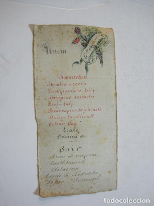 Collectionnisme Papier divers: MENU ANTIGUO ESCRITO A MANO-A&Ntilde;O 1903-VER FOTOS-(K-954)