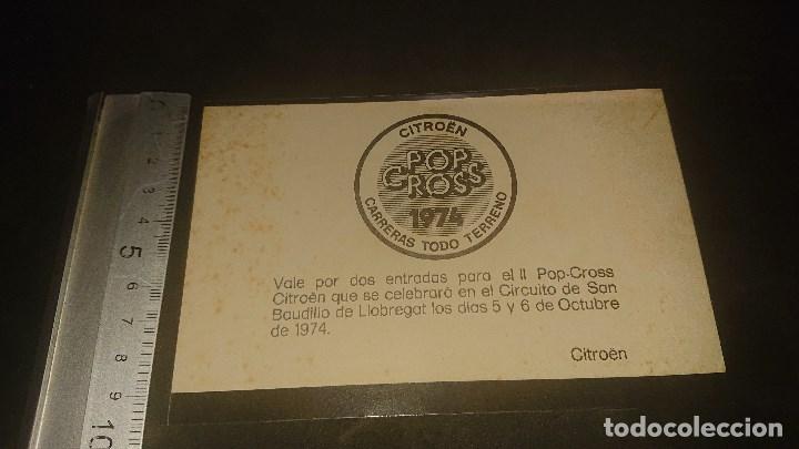 Otros Art&iacute;culos de Coleccionismo en Papel: TARJETA DE PROPAGANDA CITROEN POP CROSS 1974 VALE POR 2 ENTRADAS 1974 , LEER DESCRIPCION