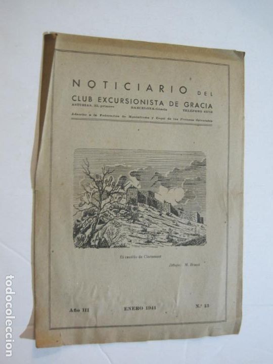 Outros artigos de papel: BARCELONA-CLUB EXCURSIONISTA DE GRACIA-NOTICIARIO-N&ordm; 13-ENERO 1941-VER FOTOS-(K-995)