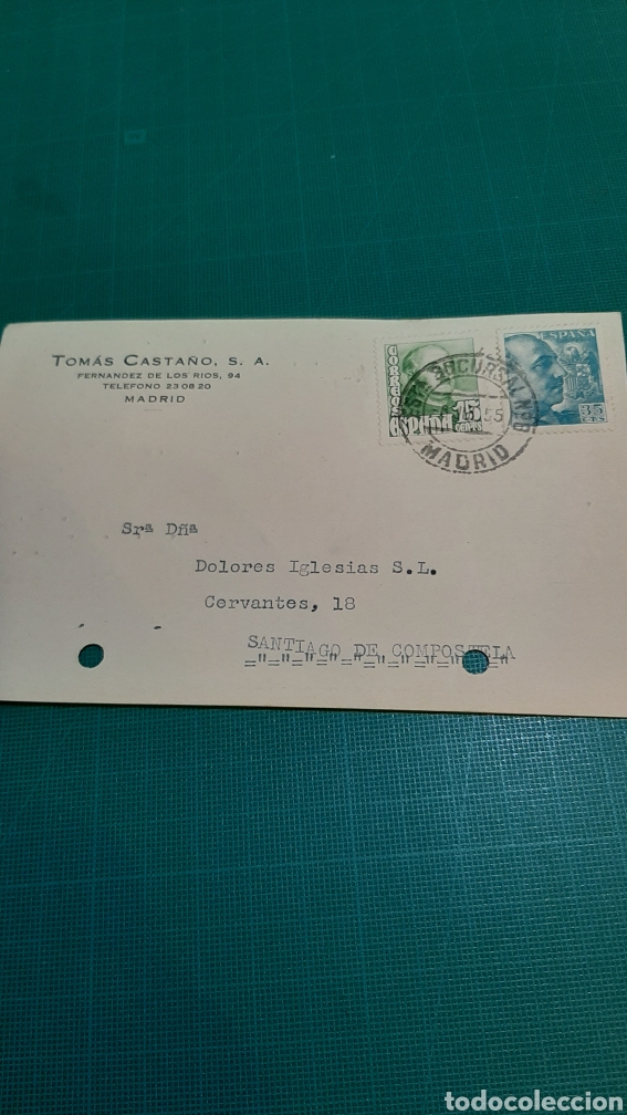 Sammelleidenschaft Andere Papierartikel: 1955 MADRID TOMAS CASTA&Ntilde;O MADRID MATASELLO SUCURSAL