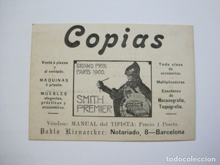 Collectionnisme Papier divers: BARCELONA-COPIAS-MAQUINA DE ESCRIBIR SMITH PREMIER-PUBLICIDAD-VER FOTOS-(75.699)