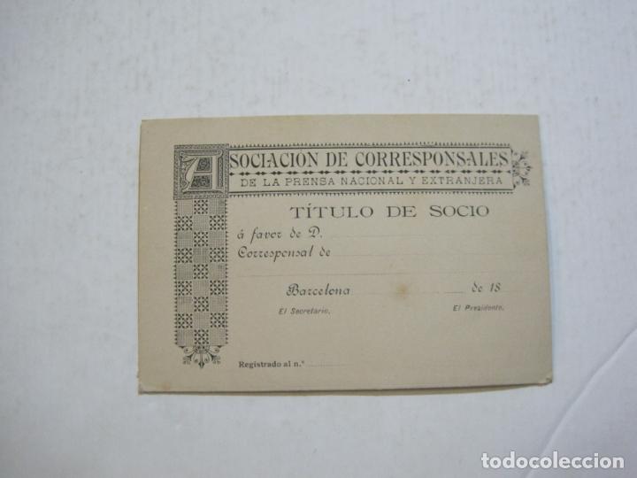 Otros art&iacute;culos de coleccionismo en papel: BARCELONA-ASOCIACION DE CORRESPONSALES-PRENSA-CARNET TITULO DE SOCIO-VER FOTOS-(75.708)