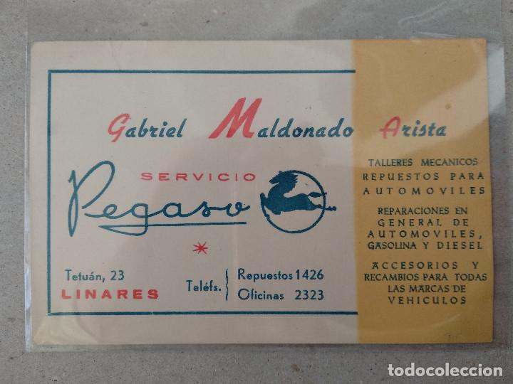 Sammelleidenschaft Andere Papierartikel: TARJETA, SERVICIO PEGASO. LINARES JAEN, TALLERES AUTOMOVILES