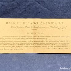 Otros Artículos de Coleccionismo en Papel: TALONARIO BANCO HISPANO AMERICANO MADRID VACIO AÑOS 50 8X19CMS. Lote 225799277