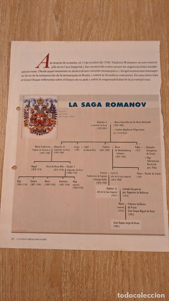 Collectionnisme Papier divers: ART&Iacute;CULO DE PRENSA &laquo;&Aacute;RBOL LA SAGA ROMANOV&raquo;