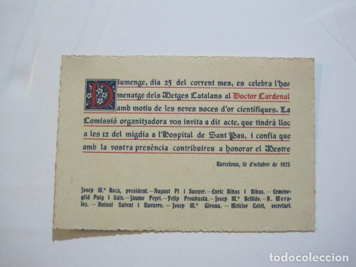 Otros art&iacute;culos de coleccionismo en papel: BARCELONA-HOMENATGE METGES CATALANS-HOSPITAL SANT PAU-ANY 1925-INVITACIO ANTIGA-VER FOTOS-(75.950)