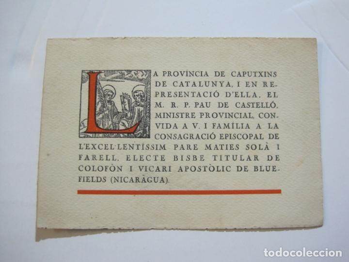 Collectionnisme Papier divers: PROVINCIA CAPUTXINS DE CATALUNYA-INVITACIO A LA CONSAGRACIO EPISCOPAL-ABRIL 1931-VER FOTOS-(K-1108)