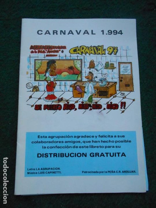 Otros Art&iacute;culos de Coleccionismo en Papel: CARNAVAL DE CADIZ 1994 LIBRETO DE PUERTO RICO RICO RICO