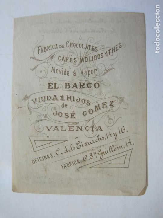 Otros art&iacute;culos de coleccionismo en papel: FABRICA DE CHOCOLATES EL BARCO-VIUDA E HIJOS JOSE GOMEZ-VALENCIA-PUBLICIDAD-VER FOTOS-(75.970)