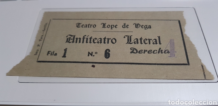 Otros Art&iacute;culos de Coleccionismo en Papel: ENTRADA BILLETE TEATRO LOPE DE VEGA. SEVILLA