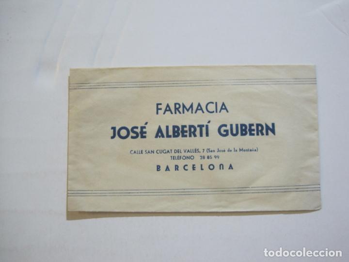 Otros art&iacute;culos de coleccionismo en papel: BARCELONA-FARMACIA JOSE ALBERTI GUBERN-SOBRE PUBLICIDAD-VER FOTOS-(76.155)