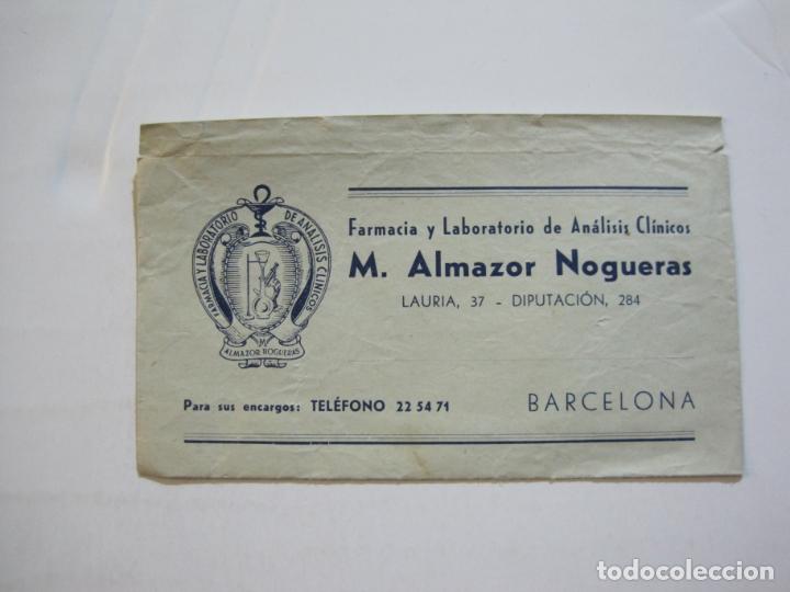 Outros artigos de papel: BARCELONA-FARMACIA M.ALMAZOR NOGUERAS-SOBRE PUBLICIDAD-VER FOTOS-(76.157)