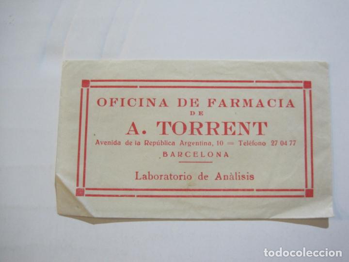 Otros art&iacute;culos de coleccionismo en papel: BARCELONA-FARMACIA A.TORRENT-SOBRE PUBLICIDAD-VER FOTOS-(76.159)