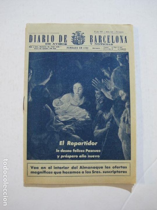 Otros art&iacute;culos de coleccionismo en papel: DIARIO DE BARCELONA-EL REPARTIDOR-A&Ntilde;O 1951-FELICITACION ANTIGUA-VER FOTOS-(K-1212)