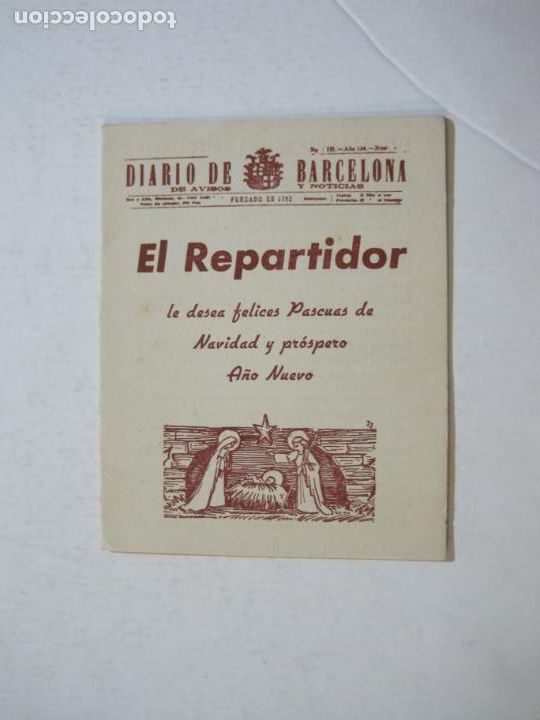 Otros art&iacute;culos de coleccionismo en papel: DIARIO DE BARCELONA-EL REPARTIDOR-A&Ntilde;O 1958-FELICITACION ANTIGUA-VER FOTOS-(K-1215)