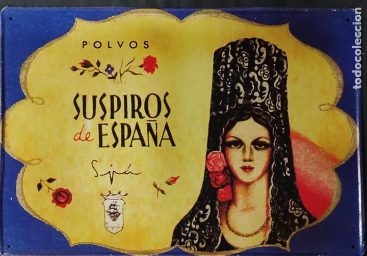 Outros artigos de papel: REPRODUCCION - CARTEL METALICO / CHAPA - POLVOS - SUSPIROS DE ESPA&Ntilde;A -