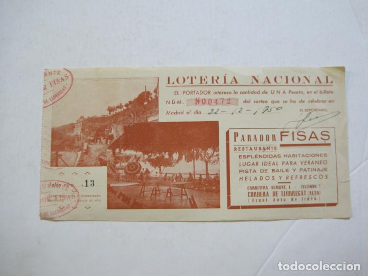 Otros art&iacute;culos de coleccionismo en papel: CORBERA DE LLOBREGAT-PARADOR FISAS RESTAURANTE-PARTICIPACION LOTERIA NACIONAL-VER FOTOS-(K-1237)