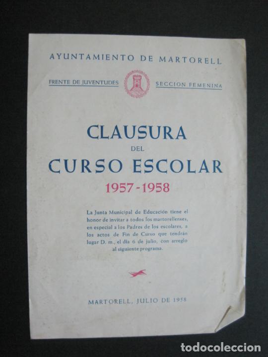 Collectionnisme Papier divers: MARTORELL-FRENTE JUVENTUDES-SECCION FEMENINA-CLAUSURA CURSO ESCOLAR-A&Ntilde;O 1958-VER FOTOS-(K-1266)