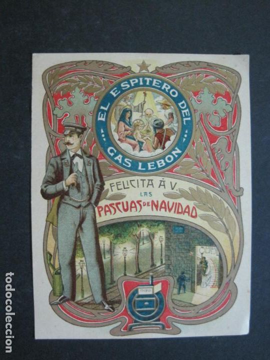 Collectionnisme Papier divers: EL ESPITERO DEL GAS LEBON-FELICITACION ANTIGUA NAVIDAD-VER FOTOS-(K-1274)