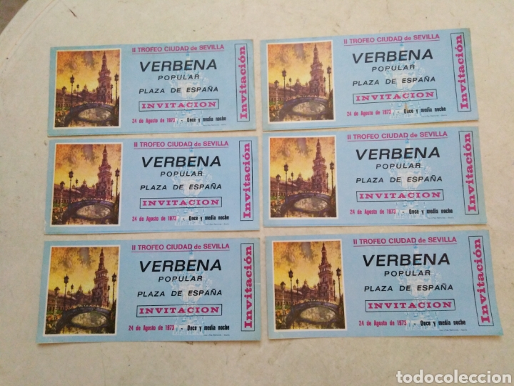 Otros Art&iacute;culos de Coleccionismo en Papel: Lote de 6 entradas verbena popular Plaza de Espa&ntilde;a, II trofeo Ciudad de Sevilla
