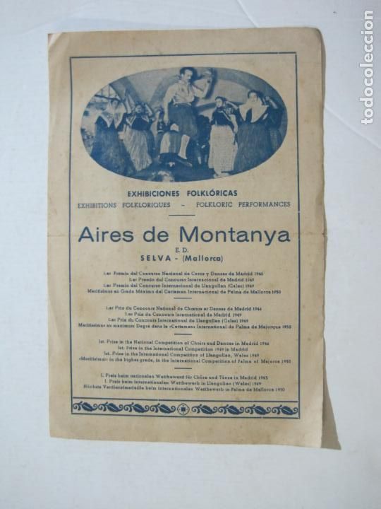 Outros artigos de papel: SELVA-MALLORCA-AIRES DE MONTANYA-EXHIBICIONES FOLKLORICAS-PROGRAMA-VER FOTOS-(K-1298)