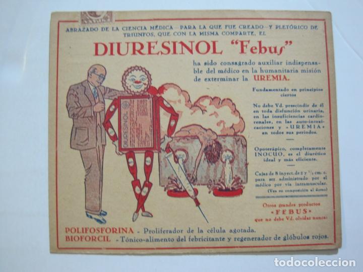 Outros artigos de papel: FARMACIA-DIURESINOL FEBUS-UREMIA-PUBLICIDAD ANTIGUA-VER FOTOS-(K-1336)