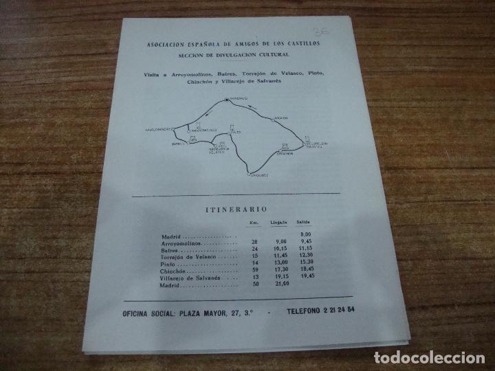 Otros Art&iacute;culos de Coleccionismo en Papel: ASOCIACION ESPA&Ntilde;OLA DE AMIGOS DE LOS CASTILLOS EXCURSION BATRES VILLAREJO DE SALVANES