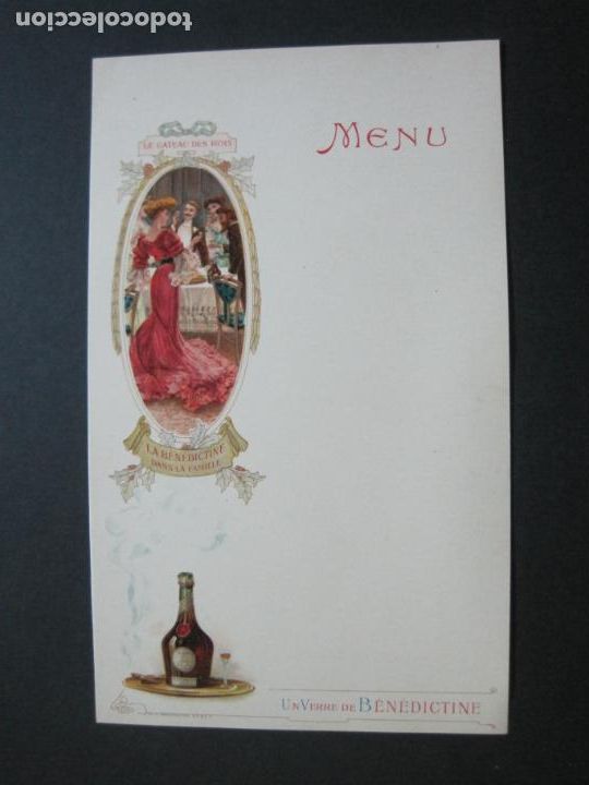 Collectionnisme Papier divers: LA BENEDECTINE DANS LA FAMILLE-MENU ANTIGUO CON PUBLICIDAD-VER FOTOS-(K-1347)