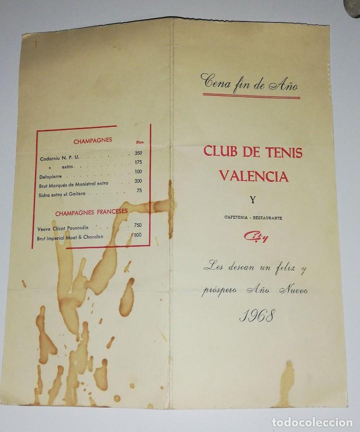 Sammelleidenschaft Andere Papierartikel: Antiguo Men&uacute; : Cena fin de a&ntilde;o del Club de Tenis de Valencia y restaurante City (1968)