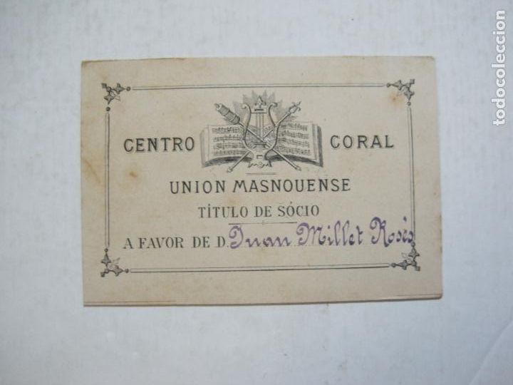 Sammelleidenschaft Andere Papierartikel: MASNOU-CENTRO CORAL UNION MASNOUENSE-TITULO SOCIO-VER FOTOS-(76.561)