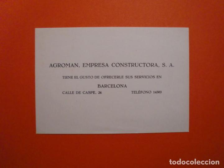 Otros Art&iacute;culos de Coleccionismo en Papel: TARJETA AGROMAN EMPRESA CONSTRUCTORA S.A. CALLE DE CASPE 26BARCELONA TELF. 14503
