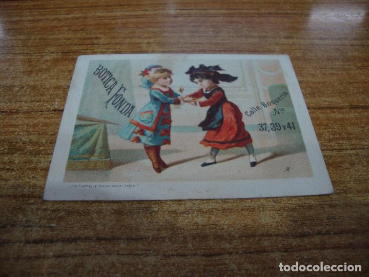 Otros Art&iacute;culos de Coleccionismo en Papel: ANTIGUA TARJETA VISITA BOTICA FONDA CALLE BOQUERIA BARCELONA