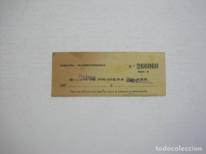 Otros art&iacute;culos de coleccionismo en papel: COMPA&Ntilde;IA TRASMEDITERRANEA-BILLETE DE PRIMERA CLASE-PALMA-BARCELONA-VER FOTOS-(76.629)