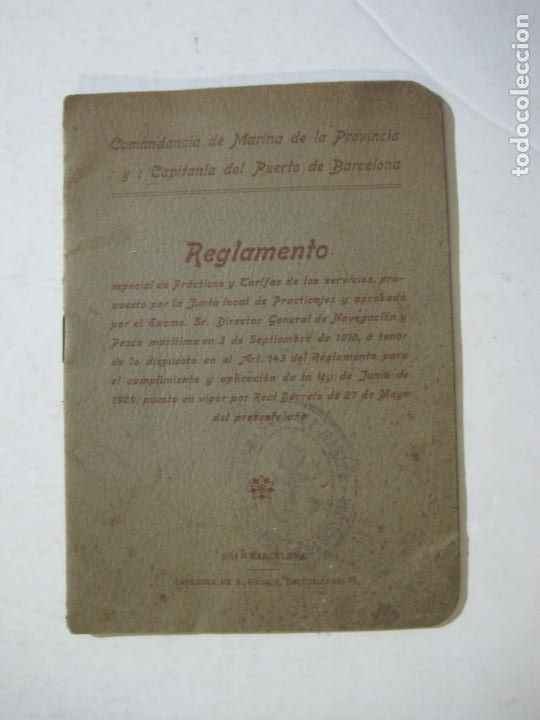 Otros art&iacute;culos de coleccionismo en papel: BARCELONA-COMANDACIA DE MARINA DE LA PROVINCIA Y CAPITANIA DEL PUERTO-REGLAMENTO-VER FOTOS-(K-1452)