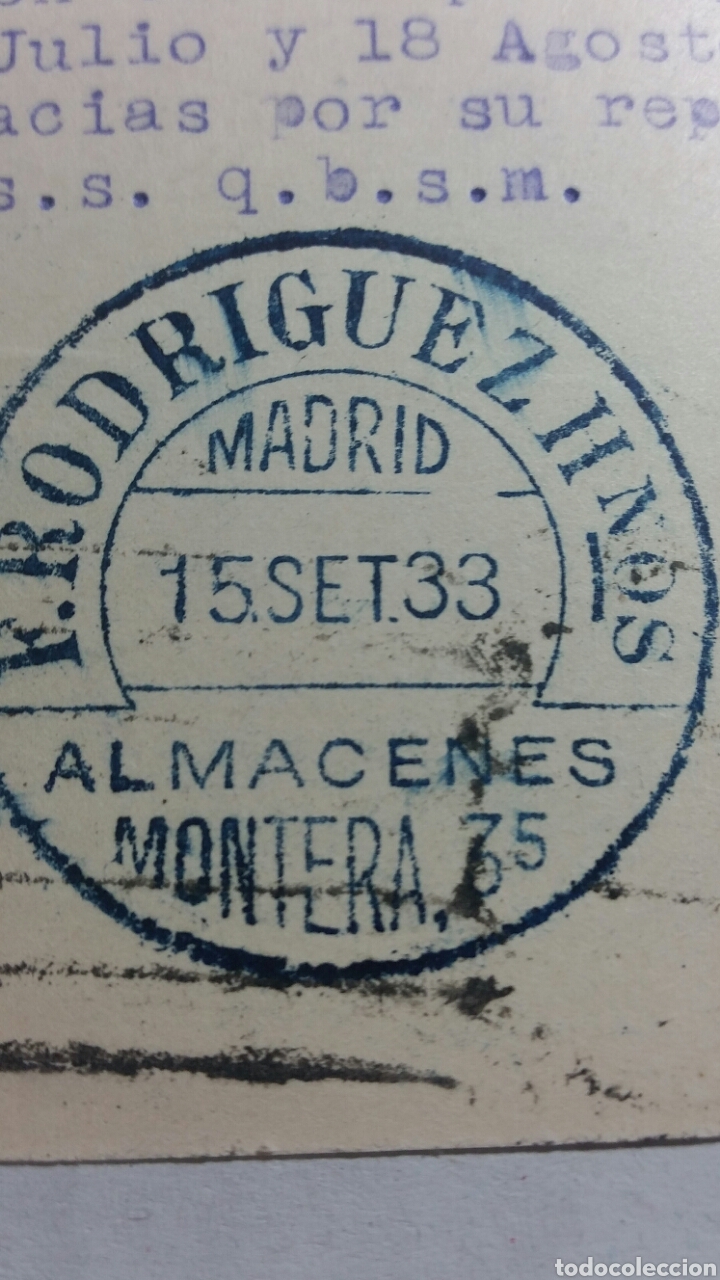 Outros artigos de papel: Madrid almac&eacute;n Rodr&iacute;guez Hnos sept 1933