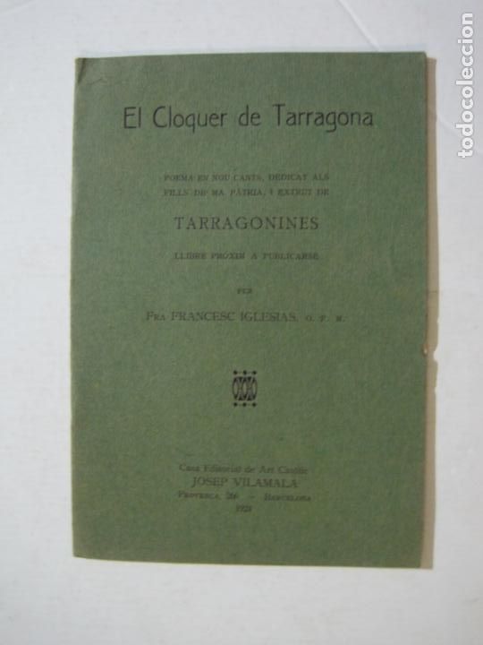 Outros artigos de papel: EL CLOQUER DE TARRAGONA-POEMA EN NOU CANTS-FRANCESC IGLESIAS-ANY 1924-VER FOTOS-(K-1512)