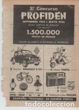 Otros Art&iacute;culos de Coleccionismo en Papel: ANUNCIO PUBLICIDAD CONCURSO PROFIDEN RENAULT VESPA PHILIPS BH LILI