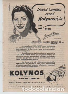 Otros art&iacute;culos de coleccionismo en papel: ANUNCIO PUBLICIDAD CREMA DENTAL KOLYNOS- JUANITA REINA