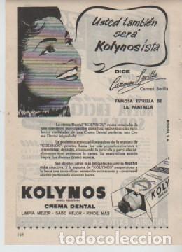 Otros Art&iacute;culos de Coleccionismo en Papel: ANUNCIO PUBLICIDAD CREMA DENTAL KOLYNOS CARMEN SEVILLA