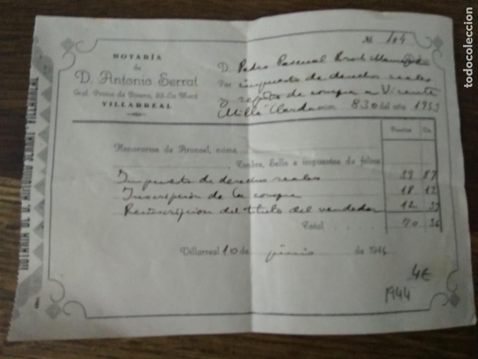 Sammelleidenschaft Andere Papierartikel: Papel notar&iacute;a de D. Antonio Serrat Villarreal. 1944. Papel-51
