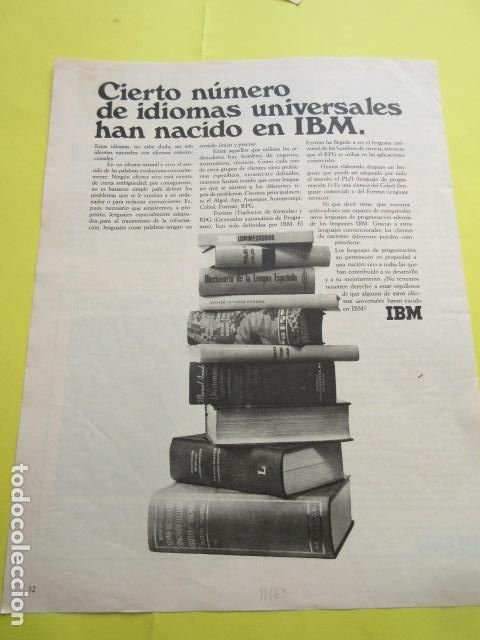Otros Art&iacute;culos de Coleccionismo en Papel: PUBLIDAD 1968 - COLECCION ELECTRONICA - IBM IDIOMAS FORTRAN RPG COBOL