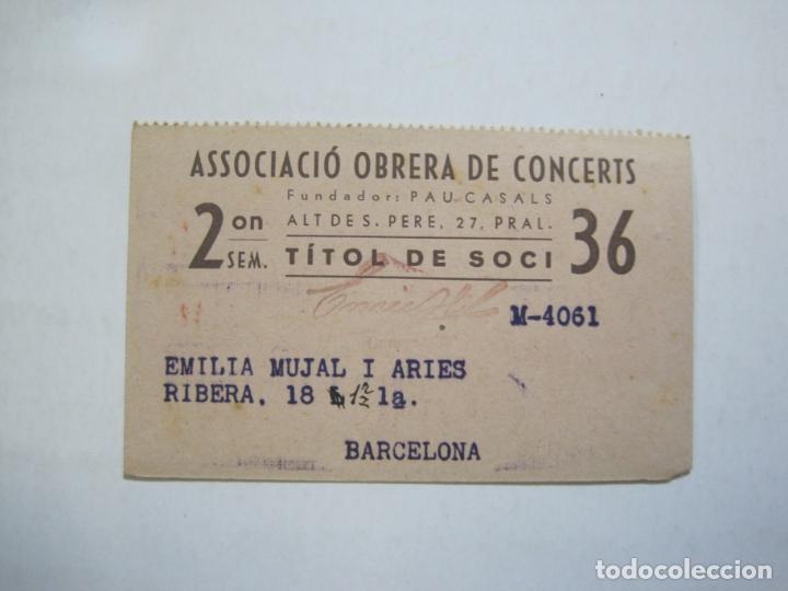 Otros art&iacute;culos de coleccionismo en papel: BARCELONA-ASSOCIACIO OBRERA DE CONCERTS-TITOL DE SOCI-CARNET-ANYS 30-VER FOTOS-(76.823)