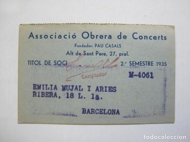 Otros art&iacute;culos de coleccionismo en papel: BARCELONA-ASSOCIACIO OBRERA DE CONCERTS-TITOL DE SOCI-CARNET-ANY 1935-VER FOTOS-(76.824)
